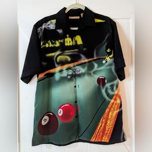 The Havanera Co. Casual Button Down Billiards Pool Table Graphic Print Shirt